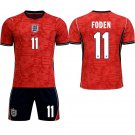 adult & kids England National Soccer Uniform Suit 11 Phil Foden Jersey Set Away 2026 Red Activewear