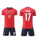 adult & kids England National Soccer Uniform Suit 17 Phil Foden Jersey Set Away 2026 Red Activewear