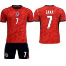 adult & kids England National Soccer Uniform Suit 7 Bukayo Saka Jersey Set Away 2026 Red Activewear