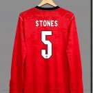 adult unisex England National Soccer Uniform 5 John Stones Jersey Away Stadium 2026 Red Long-Sleeve