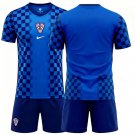 adult & kids Croatia National Soccer Uniform Suit Blank Jersey Set Away Stadium 2026 Blue Activewear