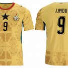 adult unisex Ghana National Soccer Uniform 9 Jordan Ayew Jersey Away Stadium 2026 Gold Activewear
