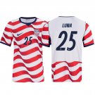 adult & kids USA National Soccer Team Uniform 25 Luna Jersey Home Stadium 2026 Red Activewear