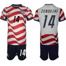 adult & kids USA National Soccer Uniform Suit 14 Alex Zendejas Jersey Set Home 2026 Red Activewear