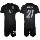 adult & kids USA National Soccer Uniform Suit 21 Timothy Weah Jersey Set 2026 Away Activewear Kit
