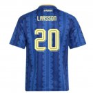 adult unisex Sweden National Soccer Team Uniform 20 Hugo Larsson Jersey Away 2026 Blue Activewear