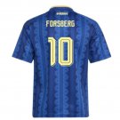 adult unisex Sweden National Soccer Team Uniform 10 Emil Forsberg Jersey Away 2026 Blue Activewear
