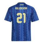 adult unisex Sweden National Soccer Uniform 21 Dejan Kulusevski Jersey Away 2026 Blue Activewear
