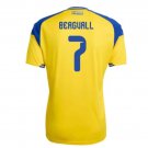 adult & kids Sweden National Soccer Team Uniform 7 Lucas Bergvall Jersey Home 2026 Yellow Activewear