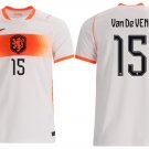 adult & kids Netherlands National Soccer Uniform 15 van de Ven Jersey Away 2026 White Activewear