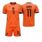 adult & kids Netherlands Soccer Team Uniform suit 11 Cody Gakpo Jersey set 2026 Home Activewear kit