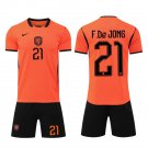 adult & kids Netherlands Soccer Uniform suit 21 Frenkie De Jong Jersey set 2026 Home Activewear kit