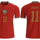 adult & kids Morocco National Team Soccer Uniform 11 Saibari Jersey Away Stadium 2026 Red Activewear