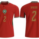 adult & kids Morocco National Soccer Uniform 2 Achraf Hakimi Jersey Away Stadium 2026 Red Activewear
