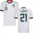 adult & kids Mexico National Team Soccer Uniform 21 Cesar Huerta Jersey Away 2026 White Activewear