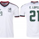 adult & kids Mexico National Soccer Uniform 21 E. Lopez Jersey Away Stadium 2026 White Activewear