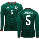 adult unisex Mexico National Soccer Uniform 5 Johan Vasquez Jersey Home 2026 Green Long-Sleeve