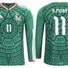 adult unisex Mexico National Team Soccer Uniform 11 G. Mora Jersey Home 2026 Green Long-Sleeve