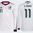 adult unisex Mexico National Soccer Uniform 11 G. Mora Jersey Away Stadium 2026 White Long-Sleeve