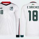 adult unisex Mexico National Soccer Uniform 18 E. Sanchez Jersey Away Stadium 2026 White Long-Sleeve