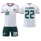 adult & kids Mexico Soccer Uniform suit 22 Hirving Lozano Jersey set Away 2026 White Activewear kit