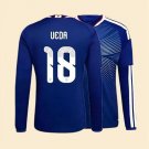 adult unisex Japan National Soccer Uniform 18 Ayase Ueda Jersey Home Stadium 2026 Blue Long-Sleeve