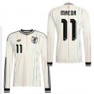 adult unisex Japan National Team Soccer Uniform 11 Daizen Maeda Jersey Away 2026 White Long-Sleeve