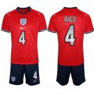 adult & kids England National Soccer Uniform Suit 4 Declan Rice Jersey Set Away 2026 Red Activewear