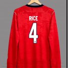adult unisex England National Soccer Uniform 4 Declan Rice Jersey Away Stadium 2026 Red Long-Sleeve