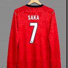 adult unisex England National Soccer Uniform 7 Bukayo Saka Jersey Away Stadium 2026 Red Long-Sleeve