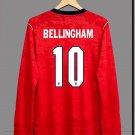 adult unisex England National Soccer Uniform 10 Jude Bellingham Jersey Away 2026 Red Long-Sleeve