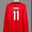 adult unisex England National Soccer Uniform 11 Phil Foden Jersey Away Stadium 2026 Red Long-Sleeve