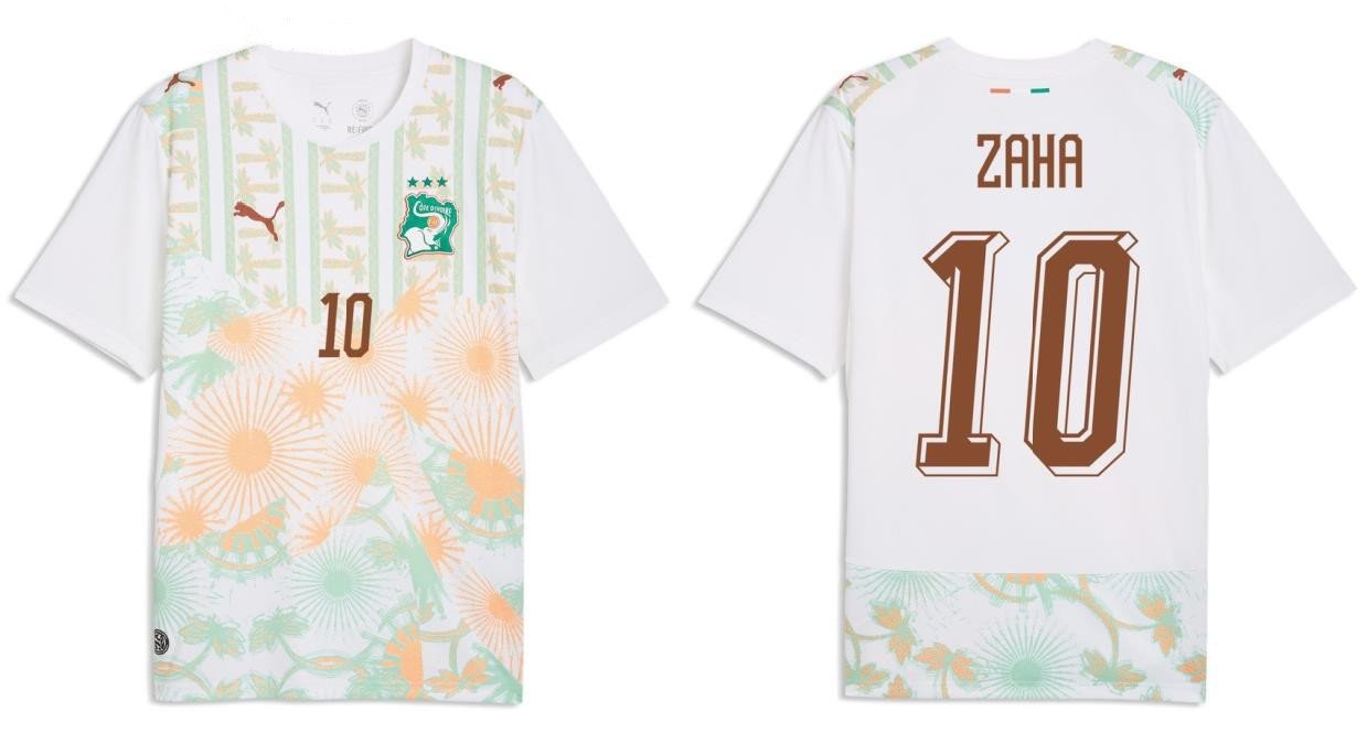 adult unisex C&Atilde;&acute;te D'Ivoire / Ivory Coast Soccer Uniform 10 Zaha Jersey Away 2026 White Activewear
