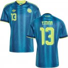 adult & kids Colombia National Team Soccer Uniform 13 Y.MINA Jersey Away 2026 Turquoise Activewear