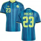 adult & kids Colombia National Team Soccer Uniform 23 SANCHEZ Jersey Away 2026 Turquoise Activewear
