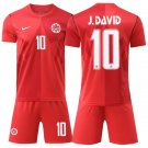 adult & kids Canada Soccer Uniform suit 10 Jonathan David Jersey set Home 2026 Red Activewear kit