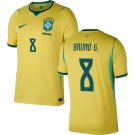 adult & kids Brazil National Soccer Team Uniform 8 Bruno Guimaraes Jersey Home 2026 Gold Activewear