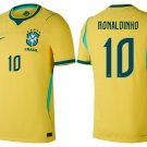 adult & kids Brazil National Soccer Uniform 10 Ronaldinho Jersey Home Stadium 2026 Gold Activewear