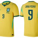 adult & kids Brazil National Soccer Uniform 9 Joao Pedro Jersey Home Stadium 2026 Gold Activewear