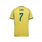 adult & kids Brazil National Soccer Uniform 7 Matheus Cunha Jersey Home Stadium 2026 Gold Activewear