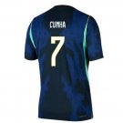 adult & kids Brazil National Soccer Uniform 7 Matheus Cunha Jersey Away Stadium 2026 Blue Activewear