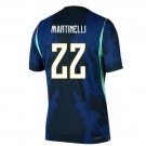 adult & kids Brazil National Soccer Uniform 22 Gabriel Martinelli Jersey Away 2026 Blue Activewear