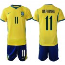 adult & kids Brazil National Soccer Uniform suit 11 Raphinha Jersey set 2026 Home Activewear kit