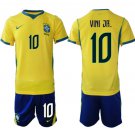 adult & kids Brazil National Soccer Uniform suit 10 Vini Jr Jersey set Home 2026 Gold Activewear kit