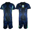 adult & kids Brazil National Team Soccer Uniform suit Blank Jersey set Away 2026 Blue Activewear kit