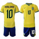 adult & kids Brazil National Soccer Uniform suit 10 Ronaldinho Jersey set 2026 Home Activewear kit