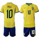 adult & kids Brazil National Soccer Uniform suit 10 Pele Jersey set Home 2026 Gold Activewear kit