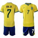 adult & kids Brazil Soccer Uniform suit 7 Vinicius Junior Jersey set Home 2026 Gold Activewear kit