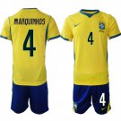 adult & kids Brazil National Soccer Uniform suit 4 Marquinhos Jersey set 2026 Home Activewear kit