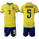 adult & kids Brazil National Soccer Uniform suit 5 Casemiro Jersey set Home 2026 Gold Activewear kit